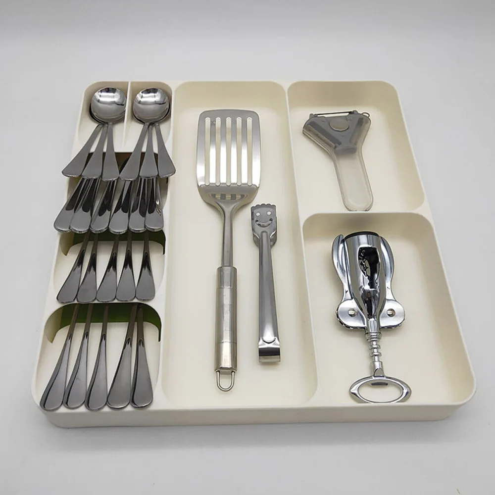 Retractable Cutlery Storage Tray Knife Holder Tableware Organize Boxs Spoon Fork Drawer Plastic Container Kitchen Accessories
Retractable Cutlery Storage Tray Knife Holder Tableware Organize Boxs Spoon Fork Drawer Plastic Container Kitchen Accessories