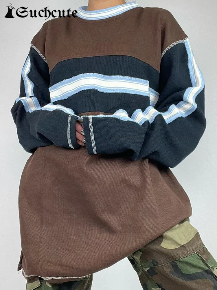 SUCHCUTE Korean Preppy Style Patchwork Sweatshirt Stripe Print Wide Long Sleeve Casual Pullovers Streetwear Oversize Sweatshirts
SUCHCUTE Korean Preppy Style Patchwork Sweatshirt Stripe Print Wide Long Sleeve Casual Pullovers Streetwear Oversize Sweatshirts