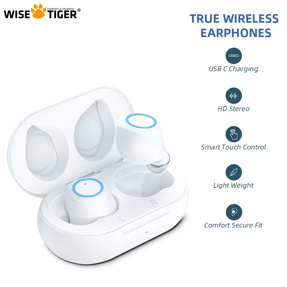 WISETIGER TWS Wireless Bluetooth 5.0 Earphone Smart Touch Control Earbuds Earphone With Mic Wireless Bluetooth Sports Headset
WISETIGER TWS Wireless Bluetooth 5.0 Earphone Smart Touch Control Earbuds Earphone With Mic Wireless Bluetooth Sports Headset