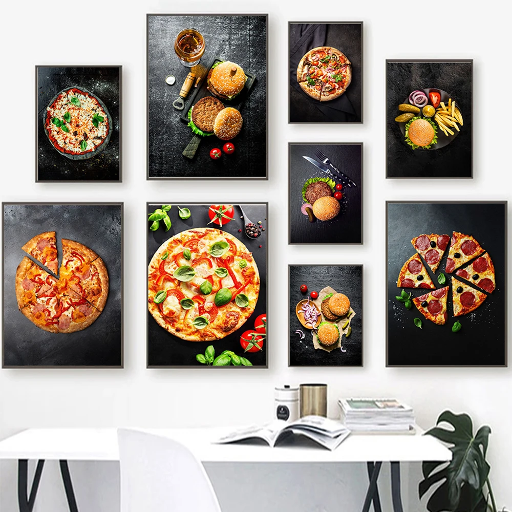 Pizza Burgers Foods Canvas Painting Prints Cuadros Scandinavian Poster Wall Art Pictures for Restaurant Home Kitchen Decoration
Pizza Burgers Foods Canvas Painting Prints Cuadros Scandinavian Poster Wall Art Pictures for Restaurant Home Kitchen Decoration