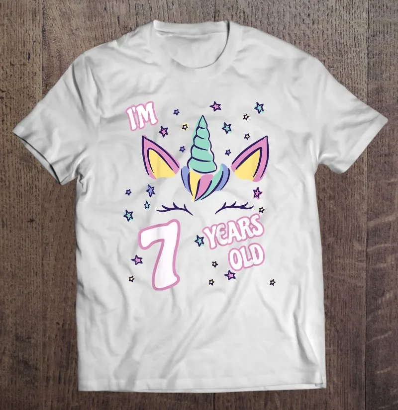 Футболка мужская с единорогом, Подарочная рубашка для девочек 7 лет, день рождения I'm 7, топ, одежда для мужчин
Футболка мужская с единорогом, Подарочная рубашка для девочек 7 лет, день рождения I'm 7, топ, одежда для мужчин