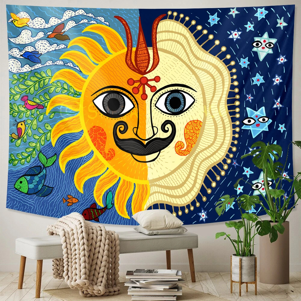 

Psychedelic Scene Tapestry Mandala Wizardry Hippie Bohemia Tapestries Living Bedroom Room Decor Wall Hanging