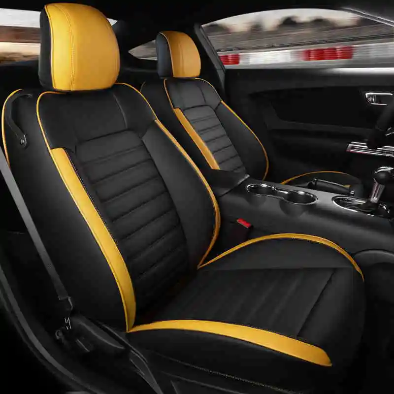 Чехол для автомобильных сидений подходит 2015-2022 Mustang полный комплект прочная кожа