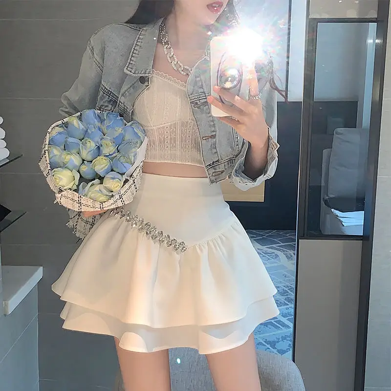 Puff Skirt Women's Anti-glare 2022 Summer White High Waist Small Short Skirt with Diamonds Showing Thin Skirt
Puff Skirt Women's Anti-glare 2022 Summer White High Waist Small Short Skirt with Diamonds Showing Thin Skirt