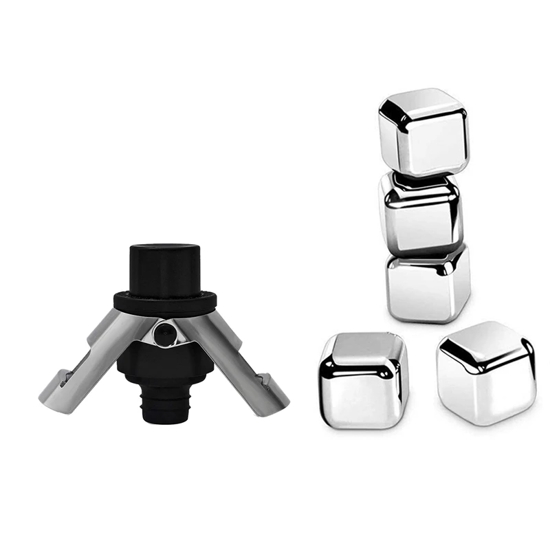 8Pcs Stainless Steel Reusable Freeze Ice Blocks & 1Pcs Stainless Steel Champagne Stopper With Pump
8Pcs Stainless Steel Reusable Freeze Ice Blocks & 1Pcs Stainless Steel Champagne Stopper With Pump