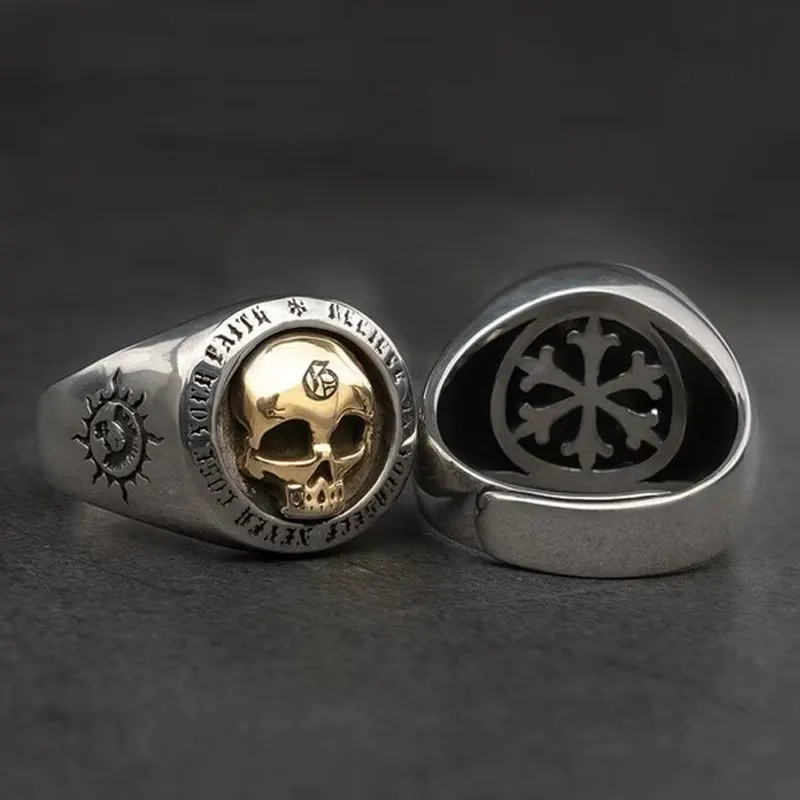 Retro Domineering Skull Ring Male Trendy Hip Hop Skull Ring European and American Punk Rock Male Ring Outdoor Self Defense Ring
Retro Domineering Skull Ring Male Trendy Hip Hop Skull Ring European and American Punk Rock Male Ring Outdoor Self Defense Ring