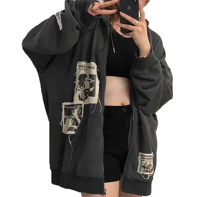 Women's Sweatshirts Hooded with Smooth Zipper Chic Letter Print Casual Style Loose Spring Summer Hoodies Clothing Streetwear Y2k
Women's Sweatshirts Hooded with Smooth Zipper Chic Letter Print Casual Style Loose Spring Summer Hoodies Clothing Streetwear Y2k