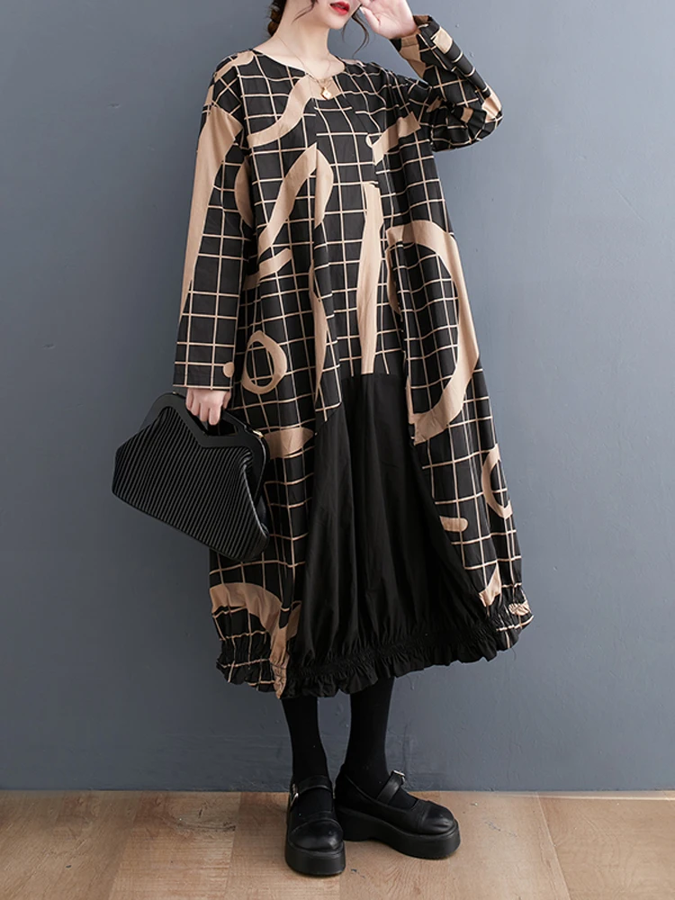 2023 Spring Summer Oversize Korean Woman Dress Vestidos Loose Plus Size Black White Plaid Long Sleeve Maxi Casual Dresses Women
2023 Spring Summer Oversize Korean Woman Dress Vestidos Loose Plus Size Black White Plaid Long Sleeve Maxi Casual Dresses Women