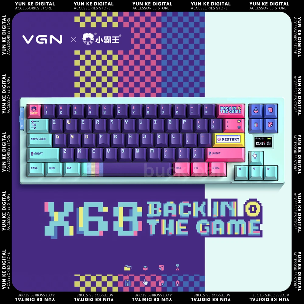 VGN X68 Wireless Bluetooth 2.4G Mechanical Keyboard 68Keys Tri-Mode Hotswap RGB Keyboard with Screen PBT Keycaps PC Gamer Laptop
VGN X68 Wireless Bluetooth 2.4G Mechanical Keyboard 68Keys Tri-Mode Hotswap RGB Keyboard with Screen PBT Keycaps PC Gamer Laptop