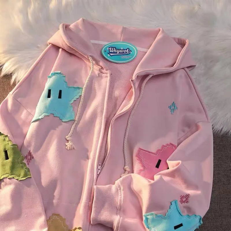 Harajuku Women Hoodies Y2k Star Patchwork Embroidery Zip Up Sweatshirt Gothic Oversized Hoodie Jacket Coat Streetwear Clothes
Harajuku Women Hoodies Y2k Star Patchwork Embroidery Zip Up Sweatshirt Gothic Oversized Hoodie Jacket Coat Streetwear Clothes