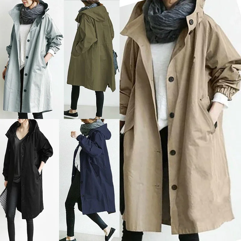 2022 Women Trench Coat Spring Autumn Casual Hooded Medium Long Overcoat Loose Windproof Coat Korean Trendy Large Size
2022 Women Trench Coat Spring Autumn Casual Hooded Medium Long Overcoat Loose Windproof Coat Korean Trendy Large Size