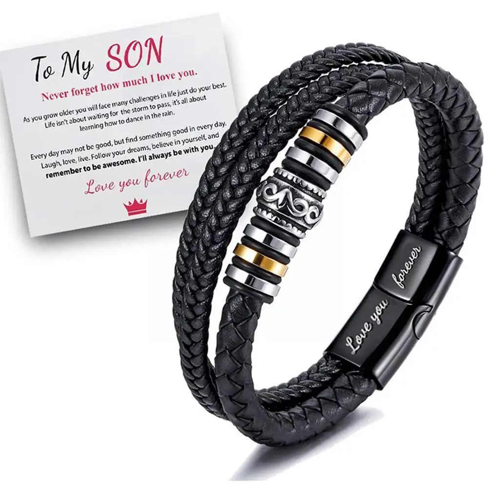 To My Son ' Love You Forever ' Leather Braided Bracelet Gift With Gifts 2023 Card Wristband Festival R1o5
To My Son ' Love You Forever ' Leather Braided Bracelet Gift With Gifts 2023 Card Wristband Festival R1o5