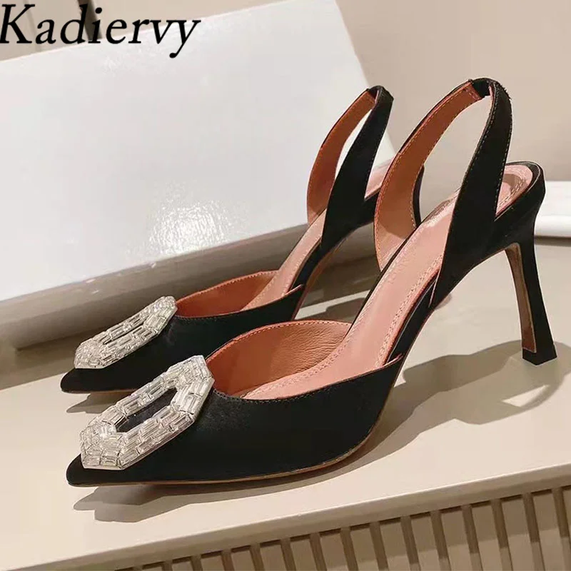 Summer High Heels Women Pumps Satin Pointed Toe Slingbacks Rhinestone Bling Party Dress Shoes Woman Thin Heels Sandals Women
Summer High Heels Women Pumps Satin Pointed Toe Slingbacks Rhinestone Bling Party Dress Shoes Woman Thin Heels Sandals Women