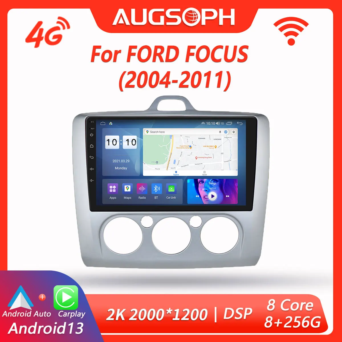Android 13 Car Radio for Ford Focus 2 3 Mk2 Mk3, 9inch Multimedia Player with 4G WiFi Carplay & 2Din GPS Navigation-White
Android 13 Car Radio for Ford Focus 2 3 Mk2 Mk3, 9inch Multimedia Player with 4G WiFi Carplay & 2Din GPS Navigation-White