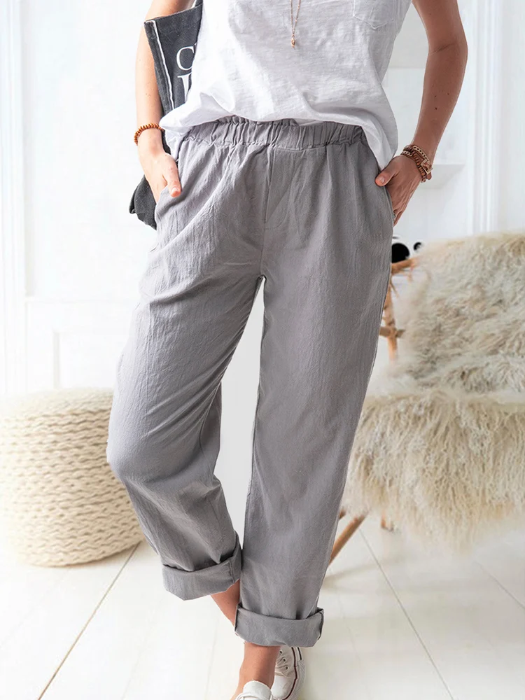 Mandylandy Women Elegant Cotton Linen Straight Pants Fashion Female Casual Elastic Waist Pocket Loose Pencil Trouser Streetwear
Mandylandy Women Elegant Cotton Linen Straight Pants Fashion Female Casual Elastic Waist Pocket Loose Pencil Trouser Streetwear