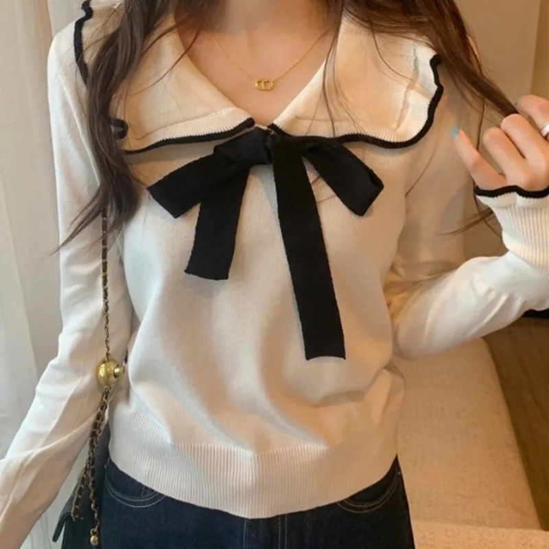 Kio Knit Sweater Korean Clothes Collar Bandage Sweaters For Women Ruffles Long Sleeve Pullover Y2K Jumper Female
Kio Knit Sweater Korean Clothes Collar Bandage Sweaters For Women Ruffles Long Sleeve Pullover Y2K Jumper Female