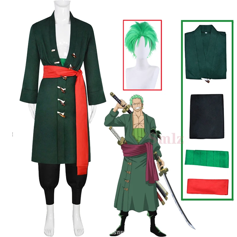 Anime Cosplay Roronoa Zoro Cosplay Aldult dark green Trench pants belt Wig Halloween Men Clothes Full Set
Anime Cosplay Roronoa Zoro Cosplay Aldult dark green Trench pants belt Wig Halloween Men Clothes Full Set