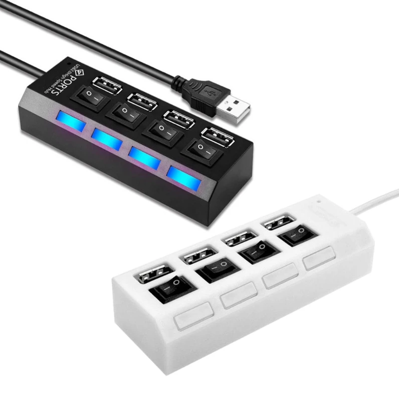 

USB Hub 2.0, 4-Port USB Data Hub Splitter with Multiple Expander and Individual On/Off Switches for , Vista