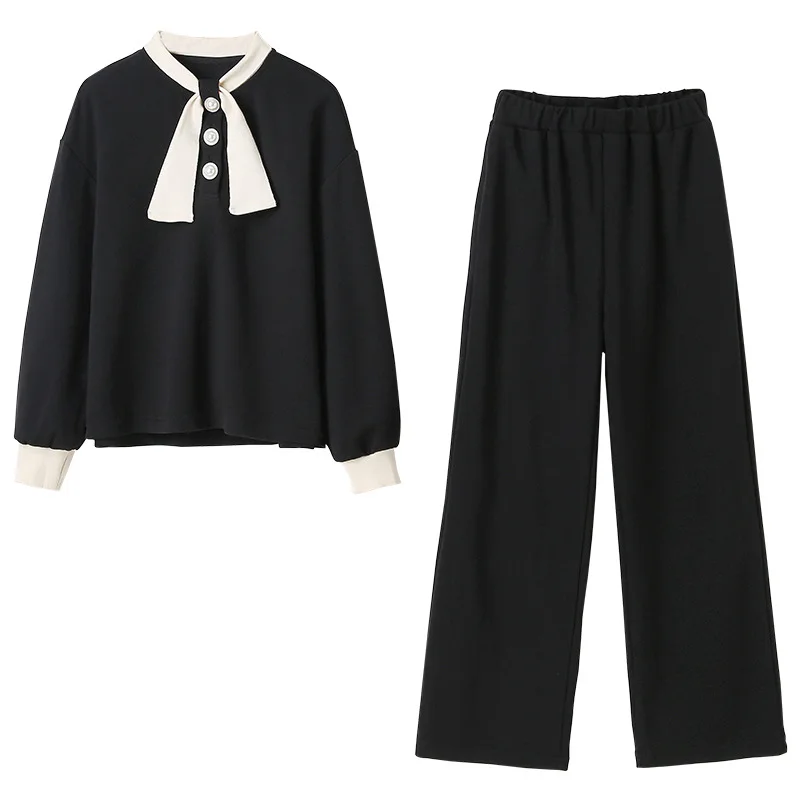 2022 Spring Pullover Clothes Set for Kids Girls Black Long Sleeve Sweatshirts Wide Leg Loose Trousers Teenage Two Piece Outfits
2022 Spring Pullover Clothes Set for Kids Girls Black Long Sleeve Sweatshirts Wide Leg Loose Trousers Teenage Two Piece Outfits