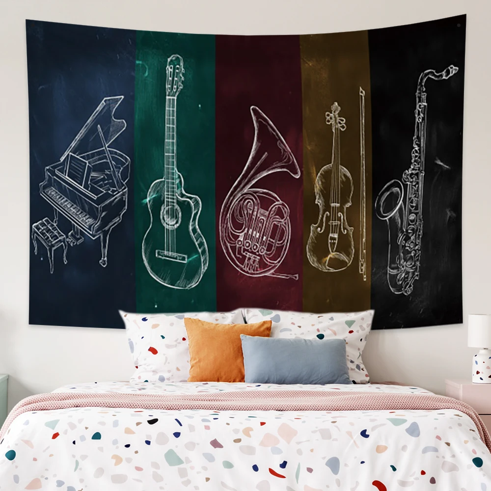 Musical Instrument Piano Guitar Saxophone Violin Recorder Tapestry Aesthetic Room Decor Background Tapestries Bedroom Decoration
Musical Instrument Piano Guitar Saxophone Violin Recorder Tapestry Aesthetic Room Decor Background Tapestries Bedroom Decoration