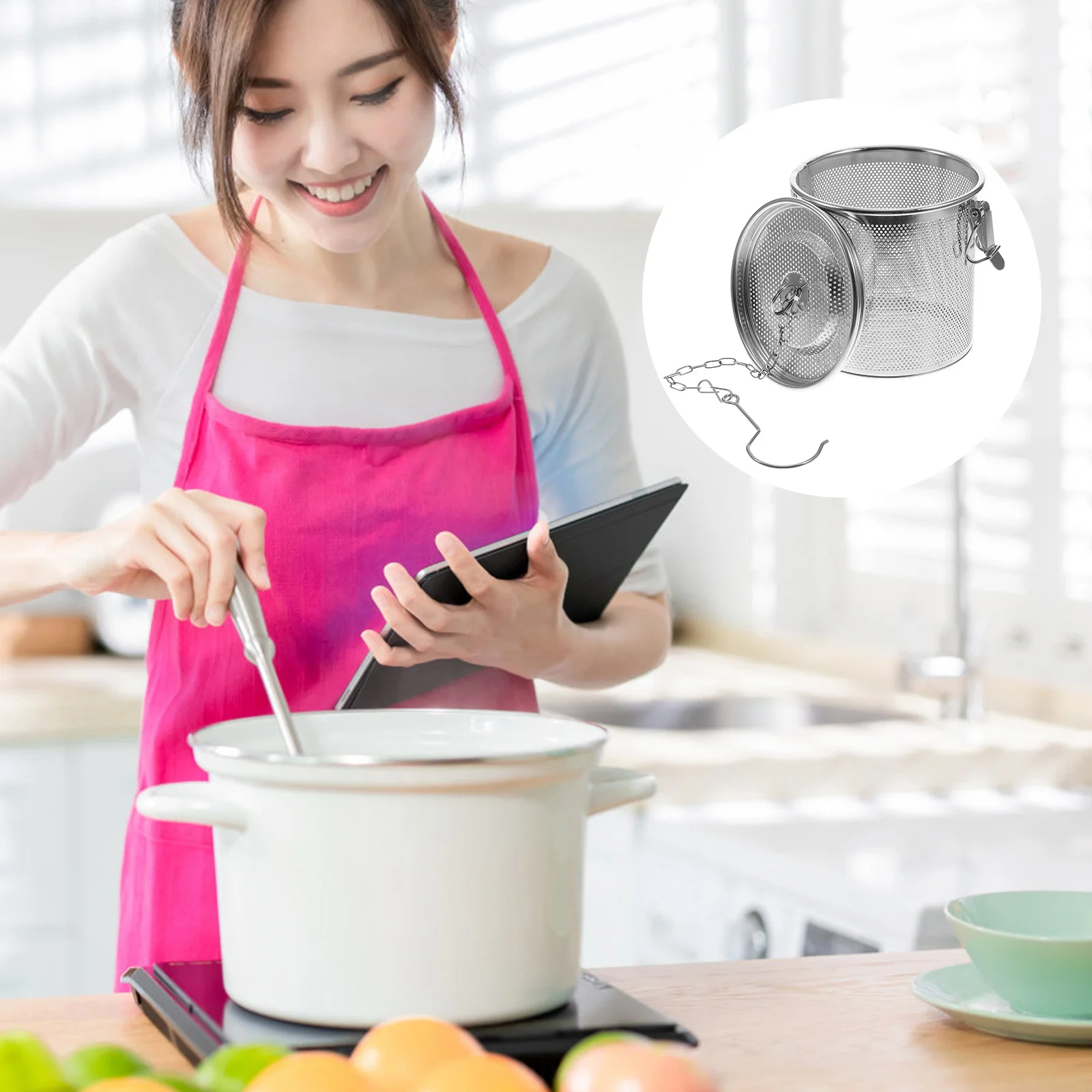 Stainless Steel Seasoning Bag Gravy Soup Taste Spice Box Basket Brine Hot Pot Slag Separation mesh Colander Strainers
Stainless Steel Seasoning Bag Gravy Soup Taste Spice Box Basket Brine Hot Pot Slag Separation mesh Colander Strainers