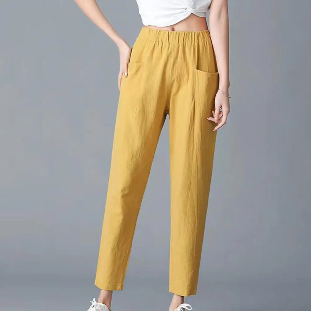 Women Pants Loose Elastic Waist Harem Pants Solid Color Ankle-length Casual Pants With Pocket Women Summer Wide Leg Pants
Women Pants Loose Elastic Waist Harem Pants Solid Color Ankle-length Casual Pants With Pocket Women Summer Wide Leg Pants