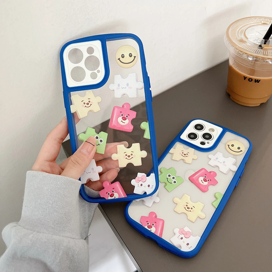 For iPhone 13 Cute Cartoon Smiley Puzzle Phone Case For iPhone 12 11 Pro Max X XR XS Max High Transparency Oval Soft TPU Cover 
For iPhone 13 Cute Cartoon Smiley Puzzle Phone Case For iPhone 12 11 Pro Max X XR XS Max High Transparency Oval Soft TPU Cover