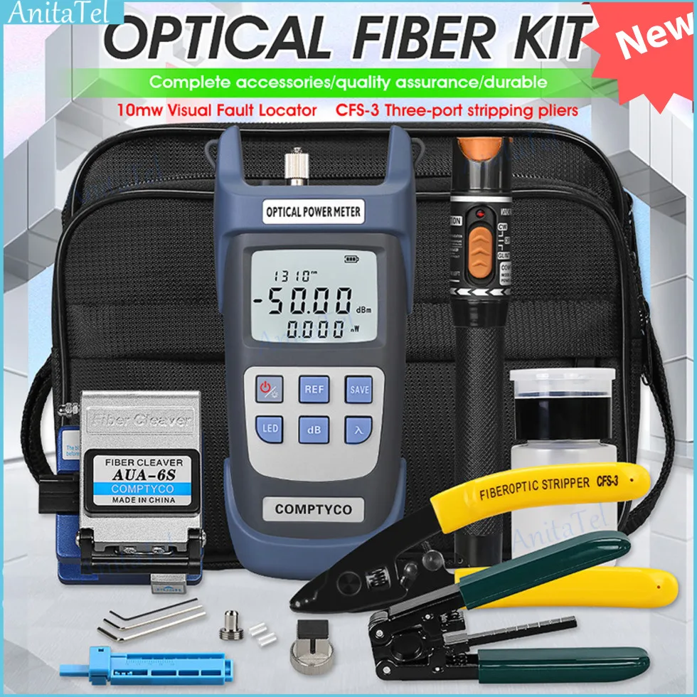 New Fiber Optic Tool Kit AUA-6S Fiber Cleaver -50 ~+ 26dBm OPM Optical Power Meter 10mw VFL Visual Fault Locator FTTH tool
New Fiber Optic Tool Kit AUA-6S Fiber Cleaver -50 ~+ 26dBm OPM Optical Power Meter 10mw VFL Visual Fault Locator FTTH tool