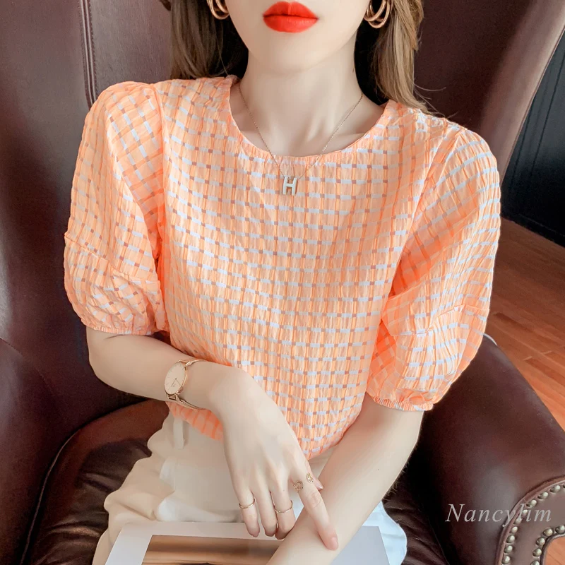 Женская шифоновая футболка в клетку, летний топ с коротким рукавом, 2022
Женская шифоновая футболка в клетку, летний топ с коротким рукавом, 2022