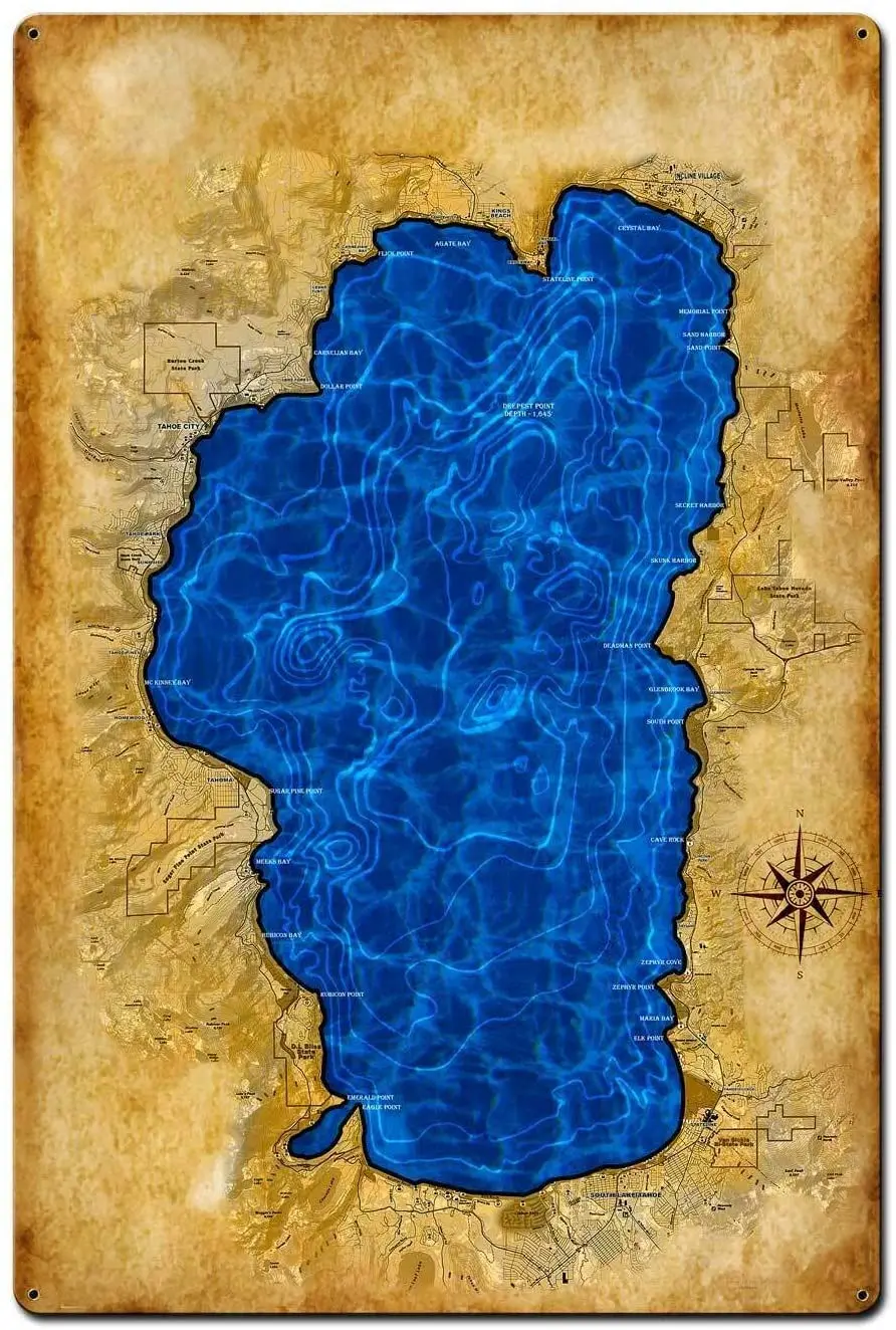 Vintage Sign Lake Tahoe Map Metal Sign Metal Sign Bar Pub Home Metal Poster Wall Art Decor Tin Sign 8X12 Inches
Vintage Sign Lake Tahoe Map Metal Sign Metal Sign Bar Pub Home Metal Poster Wall Art Decor Tin Sign 8X12 Inches