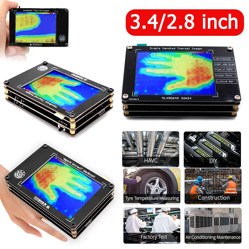 2.8/3.2inch TFT Screen LCD Display MLX90640 Digital Infrared Thermal Imager Temperature Sensor IR Thermograph Camera
2.8/3.2inch TFT Screen LCD Display MLX90640 Digital Infrared Thermal Imager Temperature Sensor IR Thermograph Camera