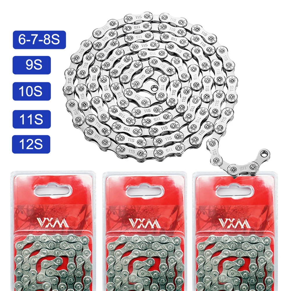 NEW Bicycle Chains 6 7 8 9 10 11 12 Speed Chain MTB Electroplated silver Chain Road Bike 24/27/30 Variable Speed Bicycle Parts
NEW Bicycle Chains 6 7 8 9 10 11 12 Speed Chain MTB Electroplated silver Chain Road Bike 24/27/30 Variable Speed Bicycle Parts