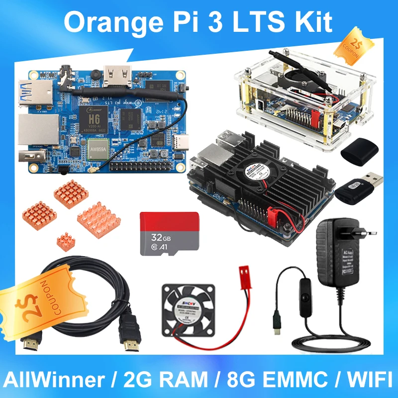 Clearance Orange Pi 3 LTS 2GB RAM LPDDR3 8GB EMMC Flash WIFI BT5.0 Open Board Power Supply Run Android 9.0 Ubuntu Debian OS 
Clearance Orange Pi 3 LTS 2GB RAM LPDDR3 8GB EMMC Flash WIFI BT5.0 Open Board Power Supply Run Android 9.0 Ubuntu Debian OS