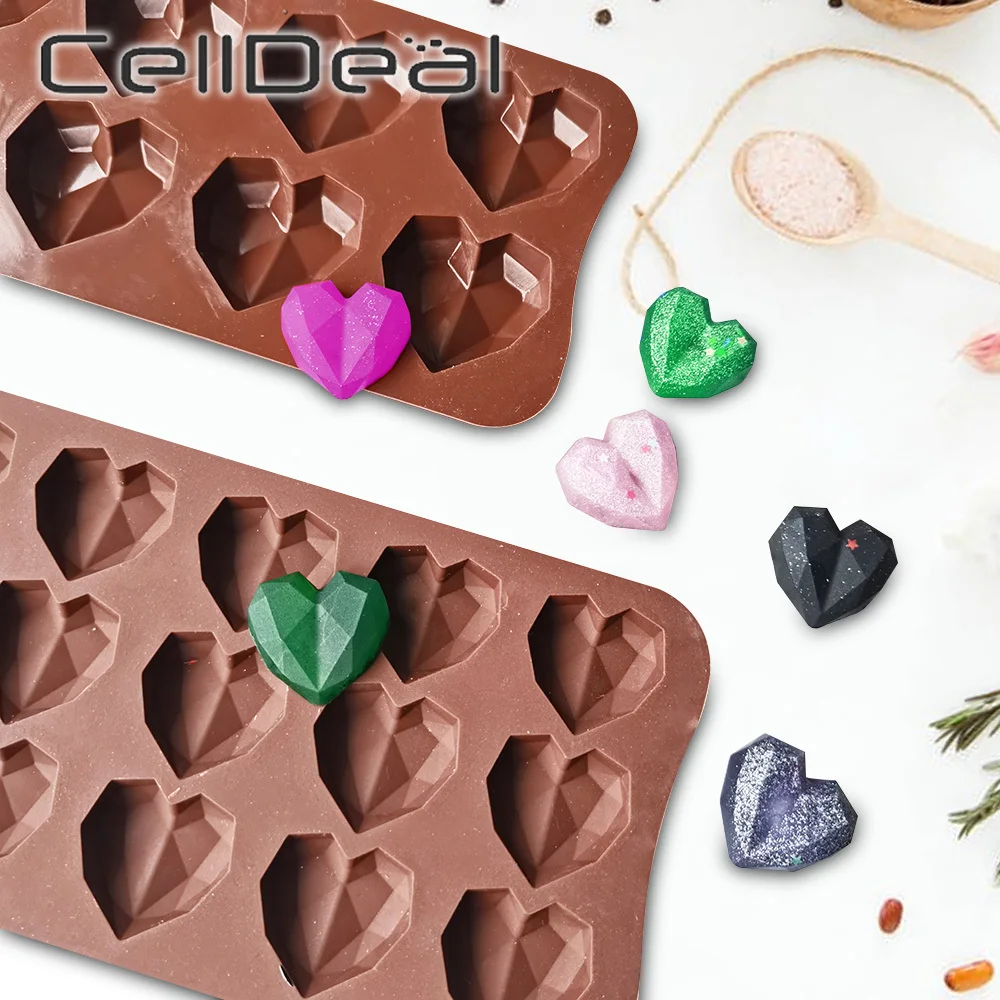 Silicone 8/15 Cavity Mold Diamond Love Heart Chocolate Moulds Shape Wedding Candy Baking Molds Cupcake Decorations Cake 3D DIY
Silicone 8/15 Cavity Mold Diamond Love Heart Chocolate Moulds Shape Wedding Candy Baking Molds Cupcake Decorations Cake 3D DIY