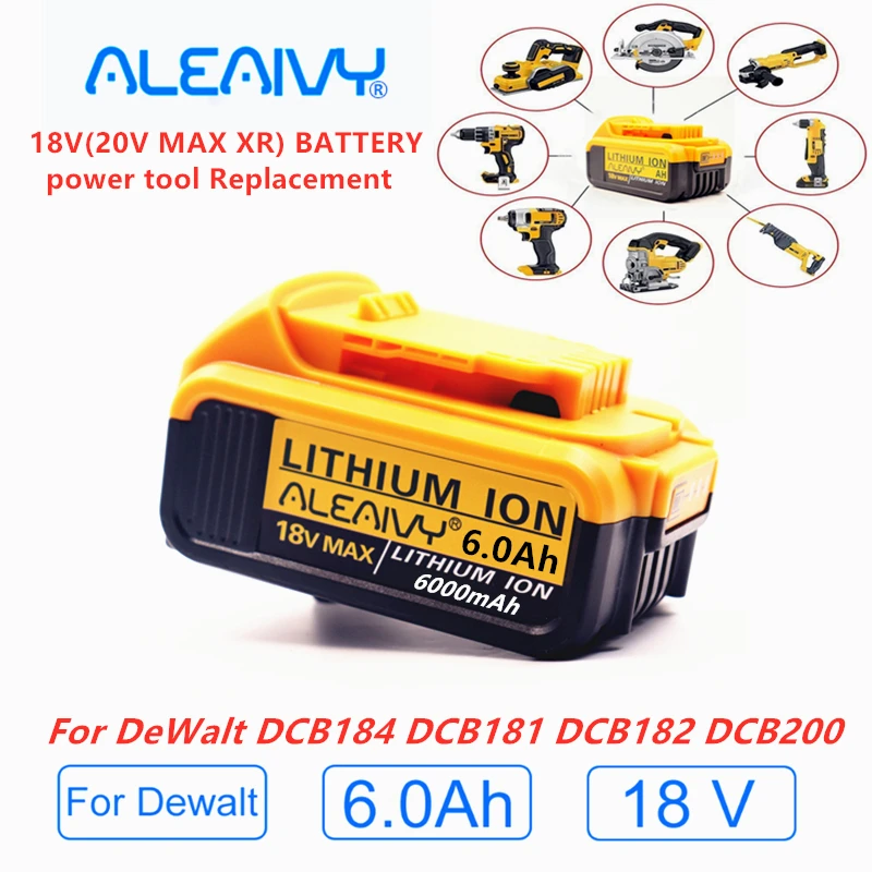 

С зарядным устройством, 18 в, 6,0 Ач, MAX XR, замена для электроинструмента DeWalt DCB184, DCB181, DCB182, DCB200, 20 в, 6 А, 18 в, 18 в