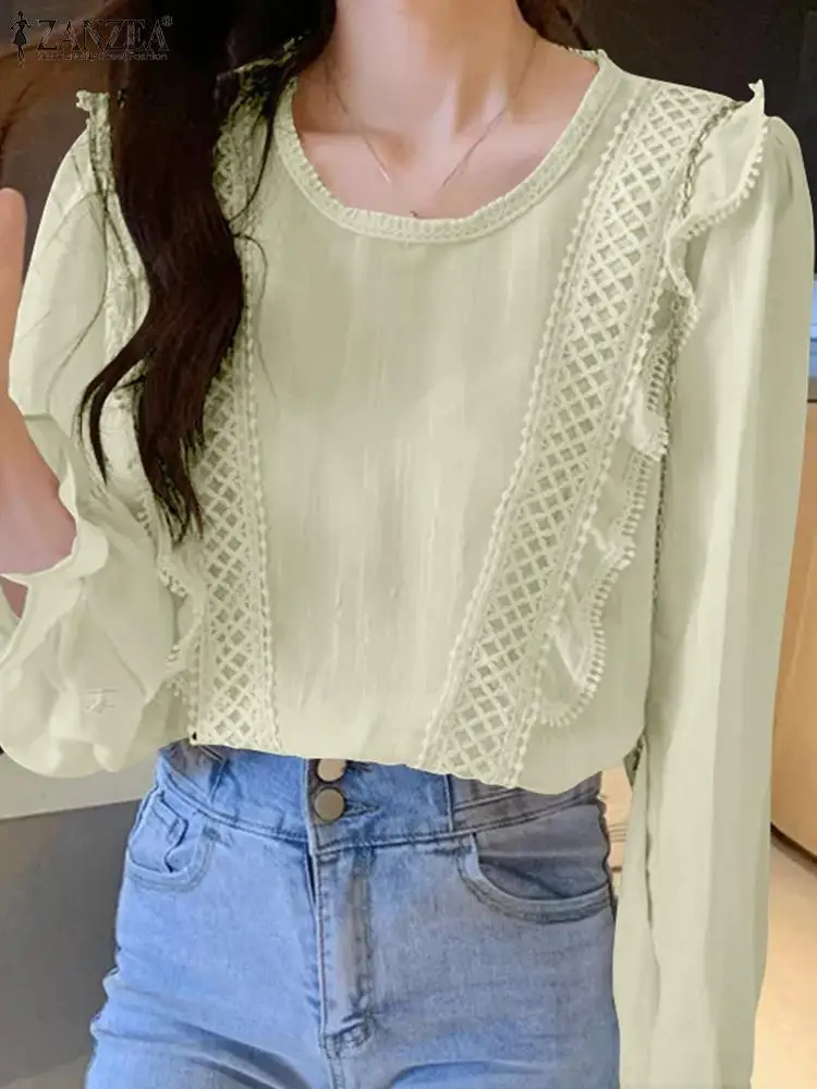 Модная женская блузка ZANZEA, Весенняя рубашка с длинным рукавом и оборками, элегантные кружевные вязаные крючком офисные топы, Женские одното...
Модная женская блузка ZANZEA, Весенняя рубашка с длинным рукавом и оборками, элегантные кружевные вязаные крючком офисные топы, Женские одното...
