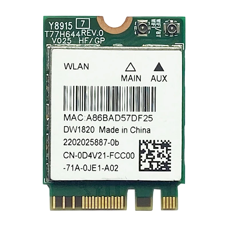 DW1820 QCNFA344A Wireless Network Card 2.4G+5G Dual-Band Gigabit Bluetooth 4.1 NGFF Network Card Supports 802.11AC
DW1820 QCNFA344A Wireless Network Card 2.4G+5G Dual-Band Gigabit Bluetooth 4.1 NGFF Network Card Supports 802.11AC