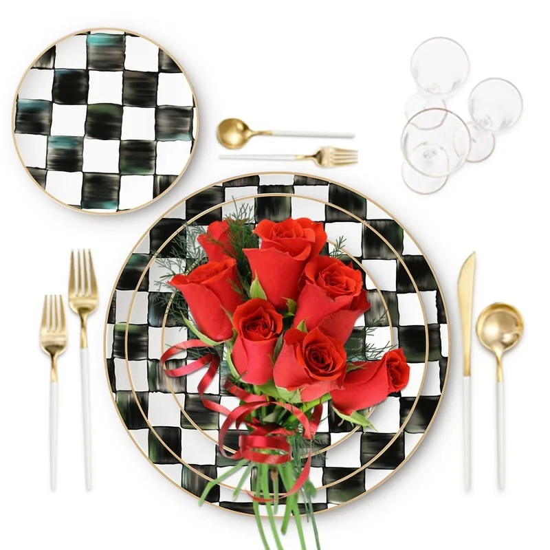 Home Export Black and White Five-in-a-Row Bone China Plate Dessert Plate Christmas Serving Dishes Set Dessert Ceramic Plate
Home Export Black and White Five-in-a-Row Bone China Plate Dessert Plate Christmas Serving Dishes Set Dessert Ceramic Plate