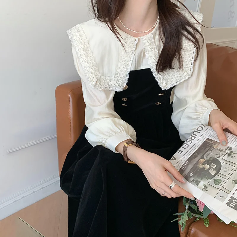 Korean Chic Dress Spring Collar Stitching Two Pieces Of Velvet High Waist Long Sleeveshesam-B Rachel
Korean Chic Dress Spring Collar Stitching Two Pieces Of Velvet High Waist Long Sleeveshesam-B Rachel