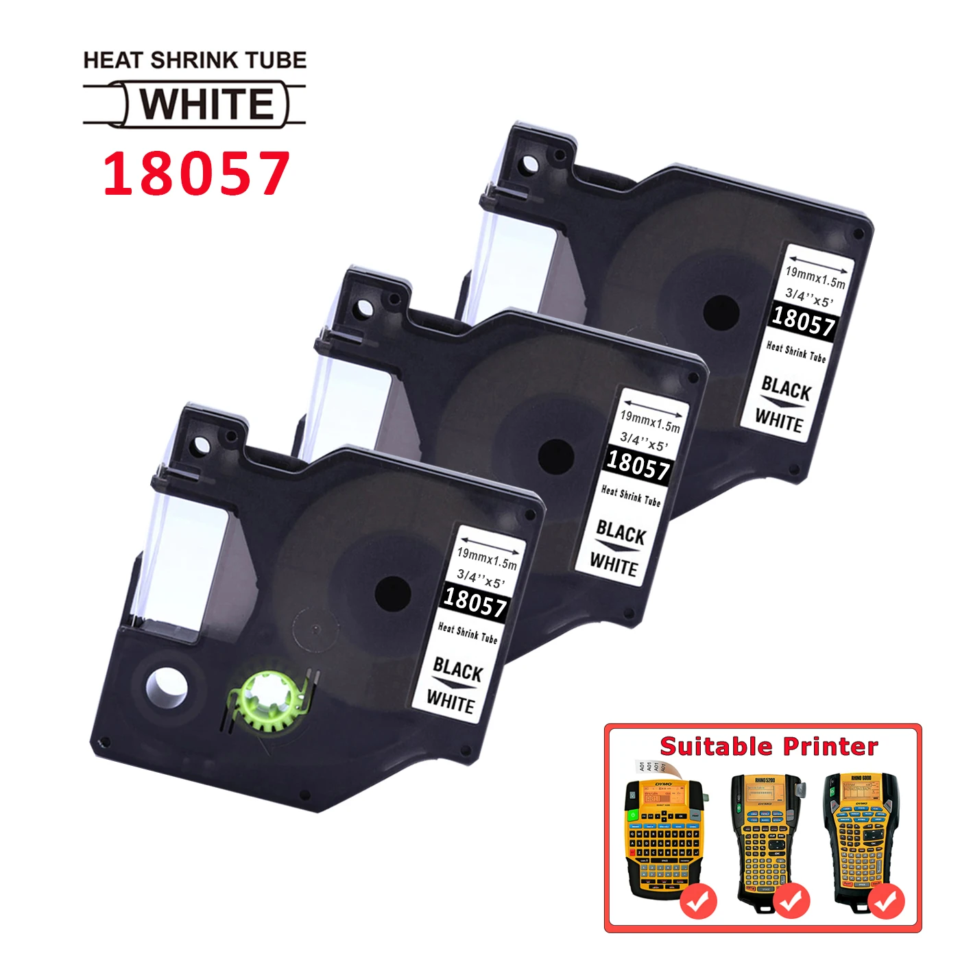 3PKS 18057 19mmx1.5m White Heat Shrink Tube Label Tape Compatible for DYMO Rhino Maker 5200 6000 4200 5000
3PKS 18057 19mmx1.5m White Heat Shrink Tube Label Tape Compatible for DYMO Rhino Maker 5200 6000 4200 5000