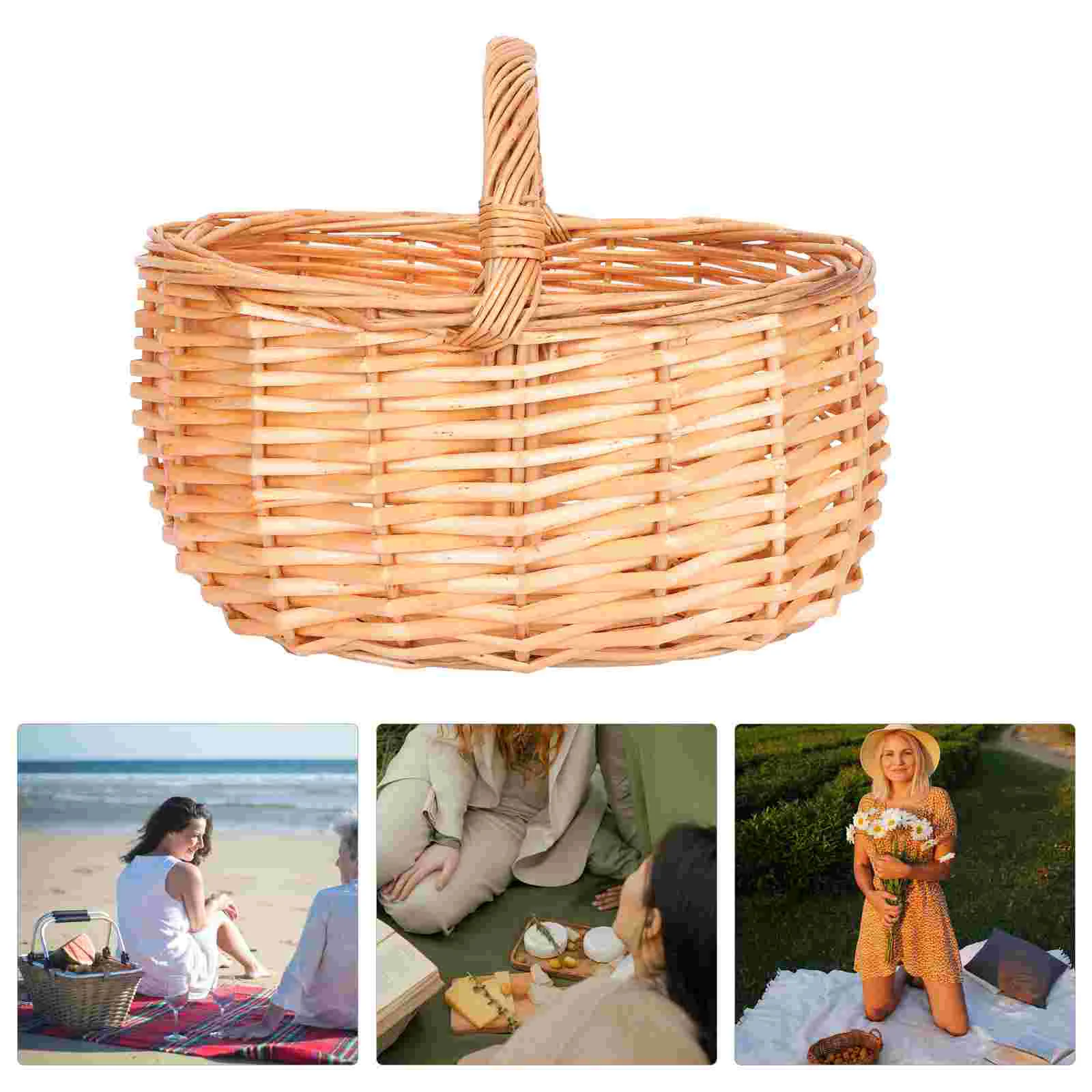 

Basket Storage Baskets Woven Decor Picnic Flower Rattan Serving Easter Girl Outdoor Wicker Fruit Shelf Wedding Bread Rustic