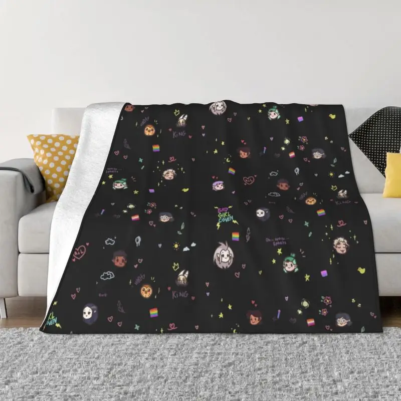 

Флисовое черное диванное покрывало с изображением совы для ТВ-шоу, теплое фланелевое одеяло для спальни, автомобиля