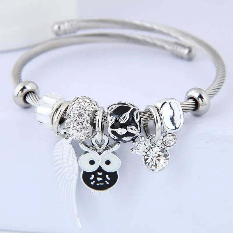 Statement Bracelets&Bangles Zircon Beads Vintage Stainless Steel Owl Charms Pendant Bracelet For Women Free Shipping Accessories
Statement Bracelets&Bangles Zircon Beads Vintage Stainless Steel Owl Charms Pendant Bracelet For Women Free Shipping Accessories