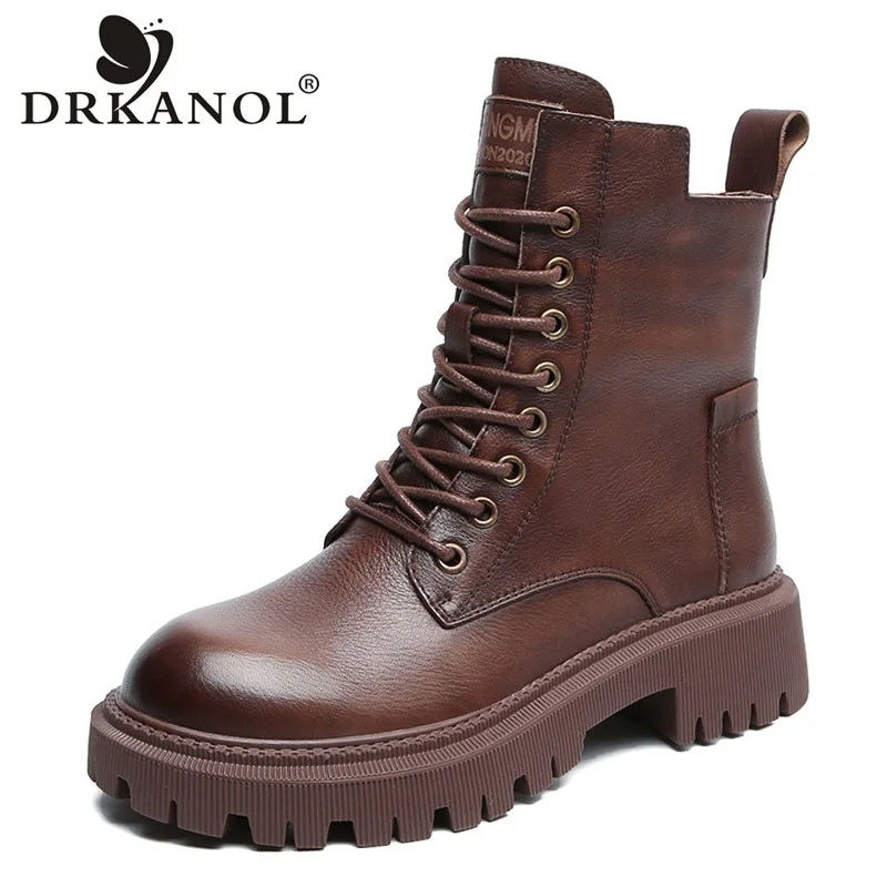 DRKANOL 2023 Handmade Retro Autumn Winter Ankle Boots For Women Warm Shoes 100% Genuine Leather Thick Heel Platform Women Boots
DRKANOL 2023 Handmade Retro Autumn Winter Ankle Boots For Women Warm Shoes 100% Genuine Leather Thick Heel Platform Women Boots
