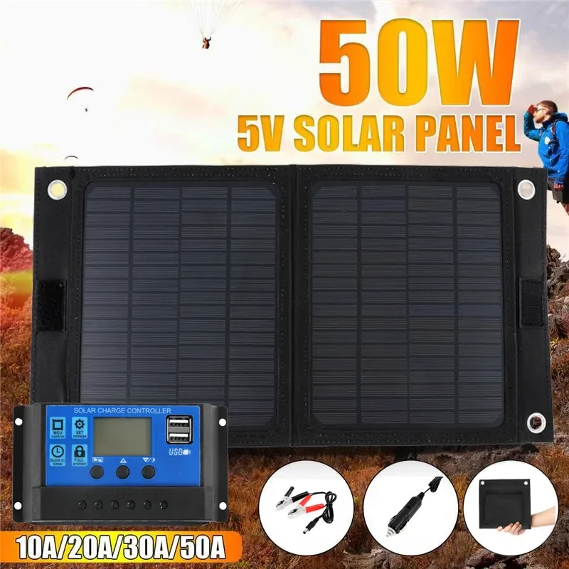 Outdoor Portable 50W 12V Folding Solar Cells Charger Foldable Solar Panel + 10A-60A Solar Charger Controller For Mobile Phone
Outdoor Portable 50W 12V Folding Solar Cells Charger Foldable Solar Panel + 10A-60A Solar Charger Controller For Mobile Phone