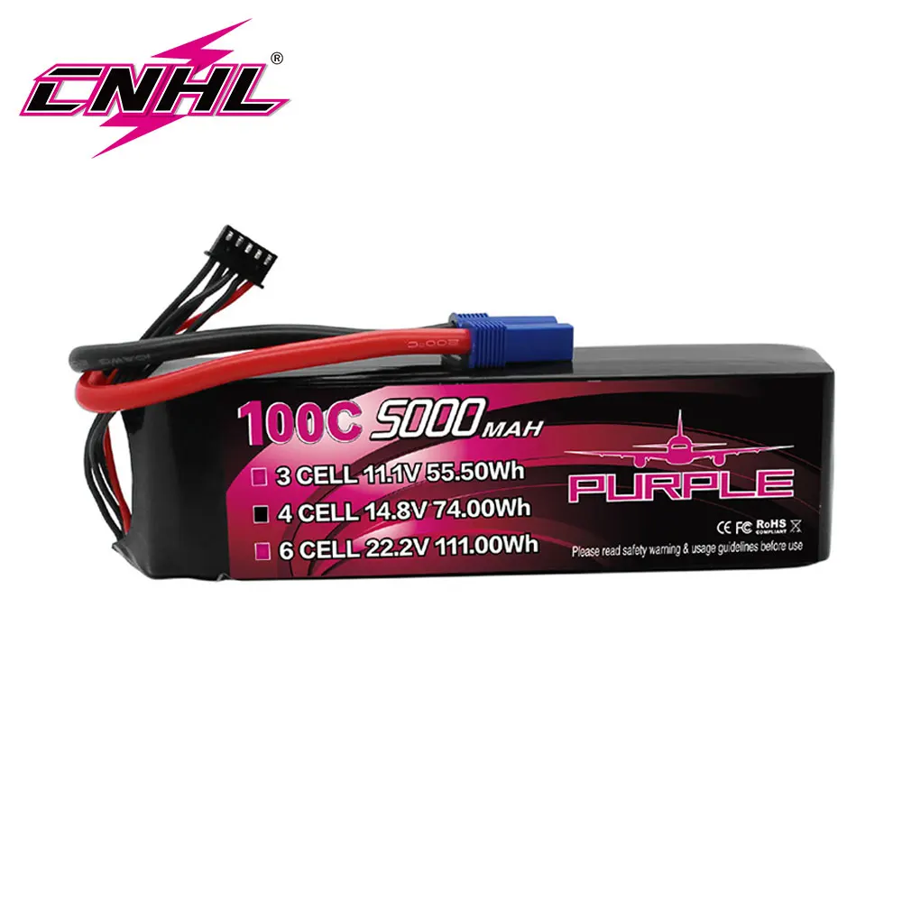 

CNHL 3S 4S 6S Lipo Battery 5000mAh 11.1V 14.8V 22.2V 100C with EC5 Plug for RC Car Boat Airplane Helicopter FPV Drone Truck Tank