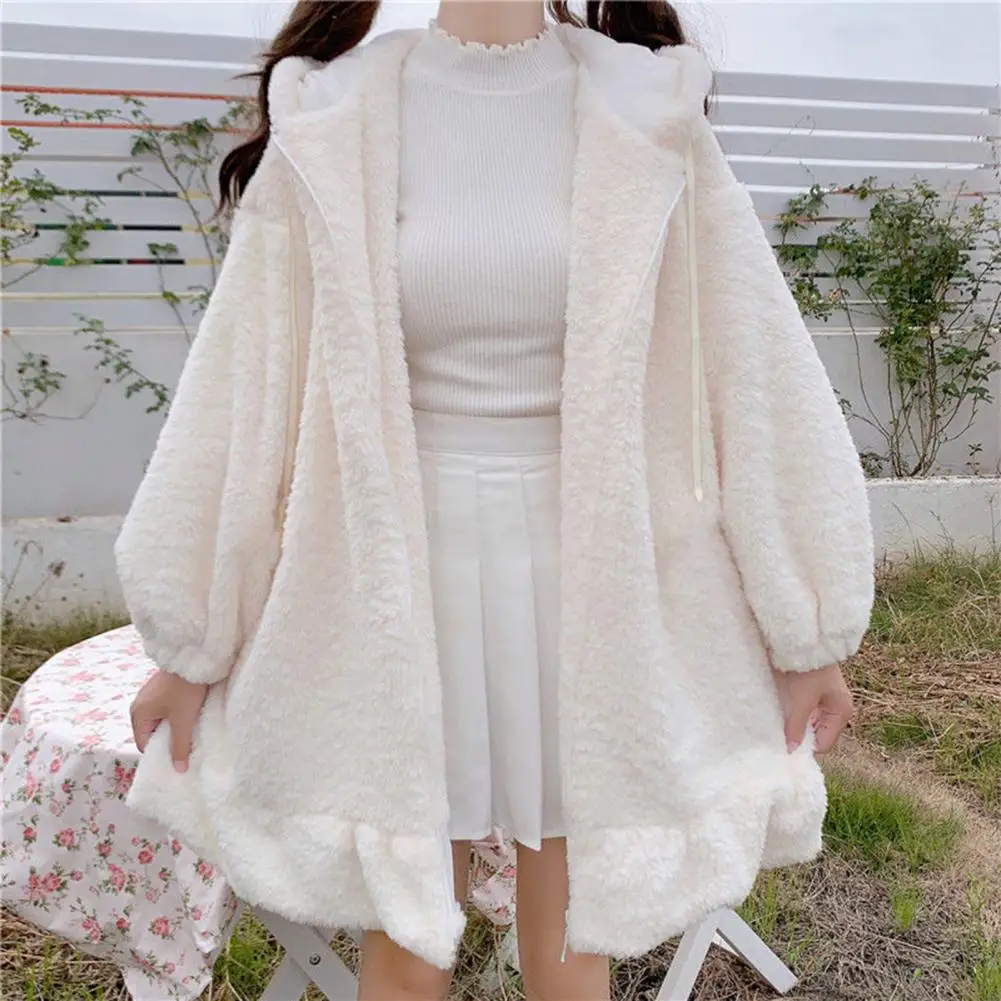 2021 Women Winter Long Sleeve Fuzzy Hooded Jacket Harajuku Kawaii Bunny Ears Zip Up Cardigan Coat Plush Warm Ruffles Outwear
2021 Women Winter Long Sleeve Fuzzy Hooded Jacket Harajuku Kawaii Bunny Ears Zip Up Cardigan Coat Plush Warm Ruffles Outwear