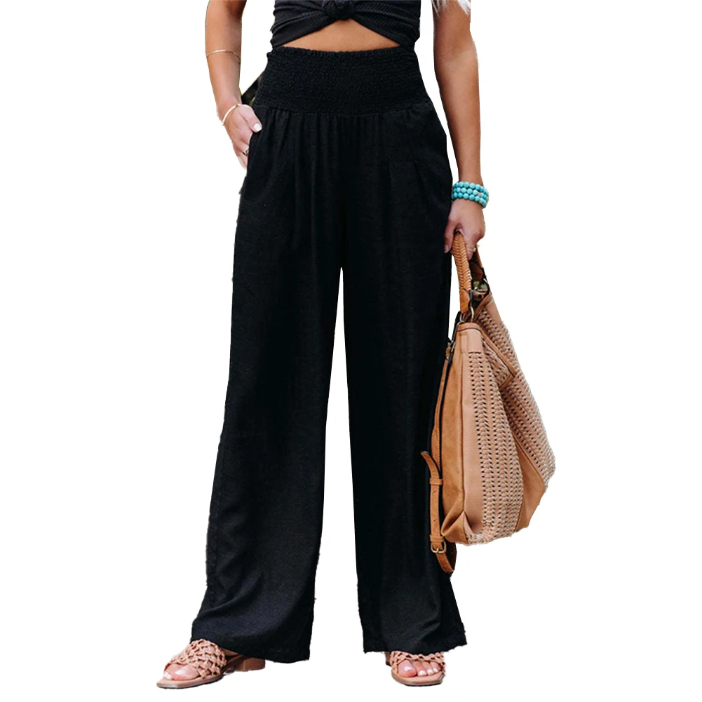 Straight Women Wide Leg Trousers Cotton Linen Blend Loose Long Pants Female Elasticated High Waist Pants Streetwear Bottoms
Straight Women Wide Leg Trousers Cotton Linen Blend Loose Long Pants Female Elasticated High Waist Pants Streetwear Bottoms