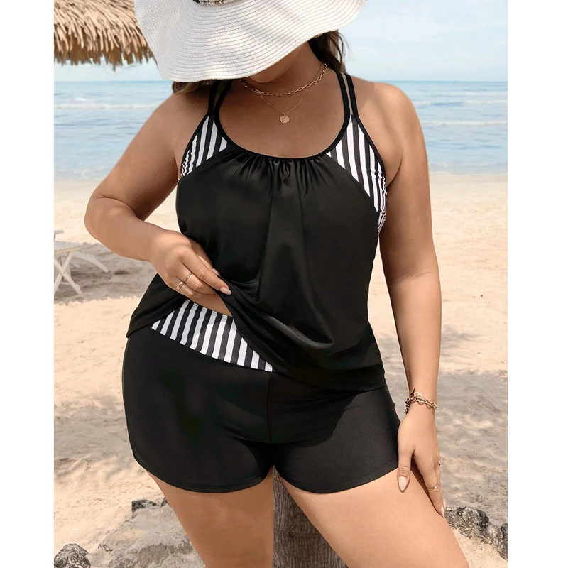 

2024 New Two Piece Tankini Bathing Suits Blouson Swim Tops With Boy Shorts Women Swimsuits Sporty Swim for Women Plus Size