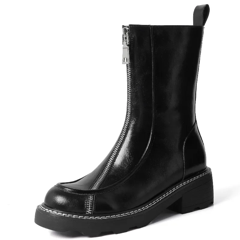 Dilalula Cool Popular Women Ankle Boots Brand Design Front Zipper Genuine Leather Thick Heels Autumn Winter Leisure Shoes Woman
Dilalula Cool Popular Women Ankle Boots Brand Design Front Zipper Genuine Leather Thick Heels Autumn Winter Leisure Shoes Woman